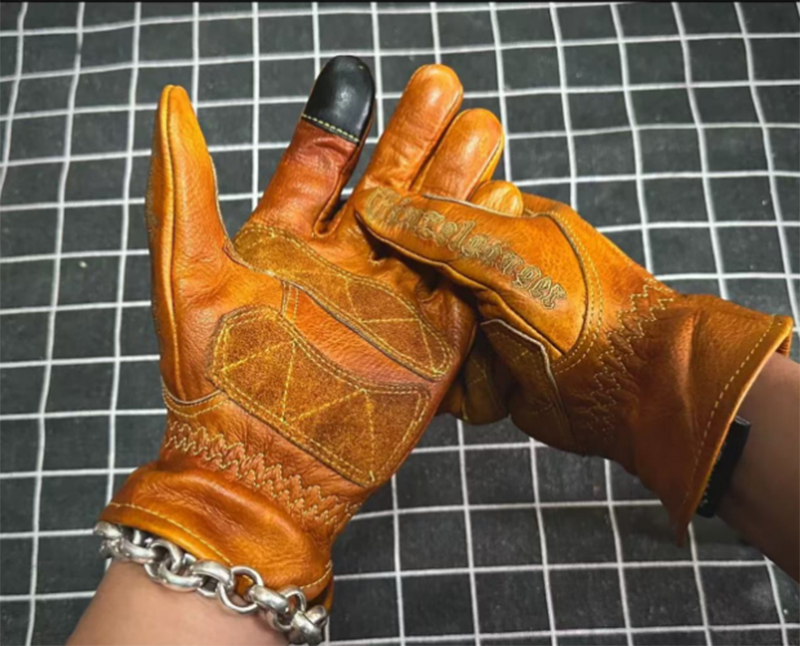 Motorcycle Glove Knuckle - Guanti da moto retrò in vera