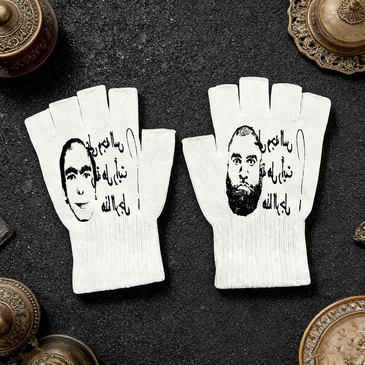 Fingerless Glove Knit - Guanti senza dita con stampa retrò